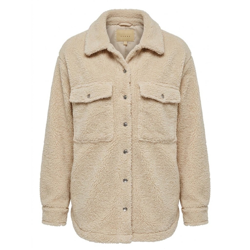 BLANKNYC faux Sherpa Shacket Womens M Beige Button Front Cabincore Cozycore Cozy